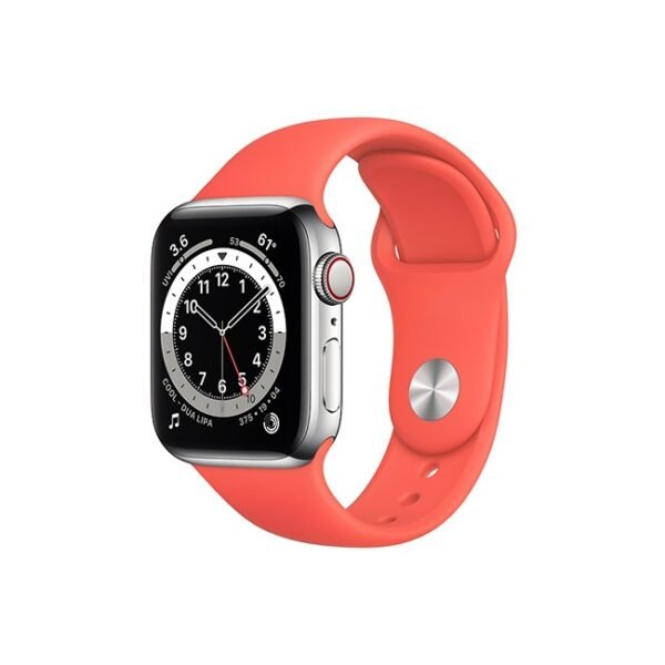 Apple Watch Series 6 42MM Silver Stainless Steel GPS Cellular Sport Band pink citrus